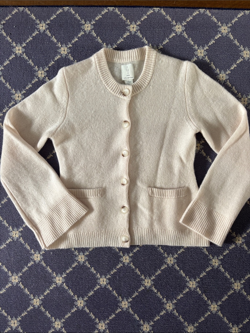 Joie Ivory Crewneck Button-Front Cardigan. 100% Cashmere